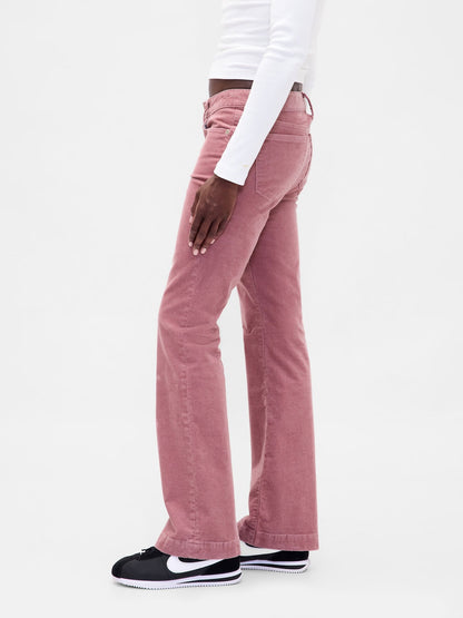 Pembe Low Rise Kadife Long & Lean Jean Pantolon