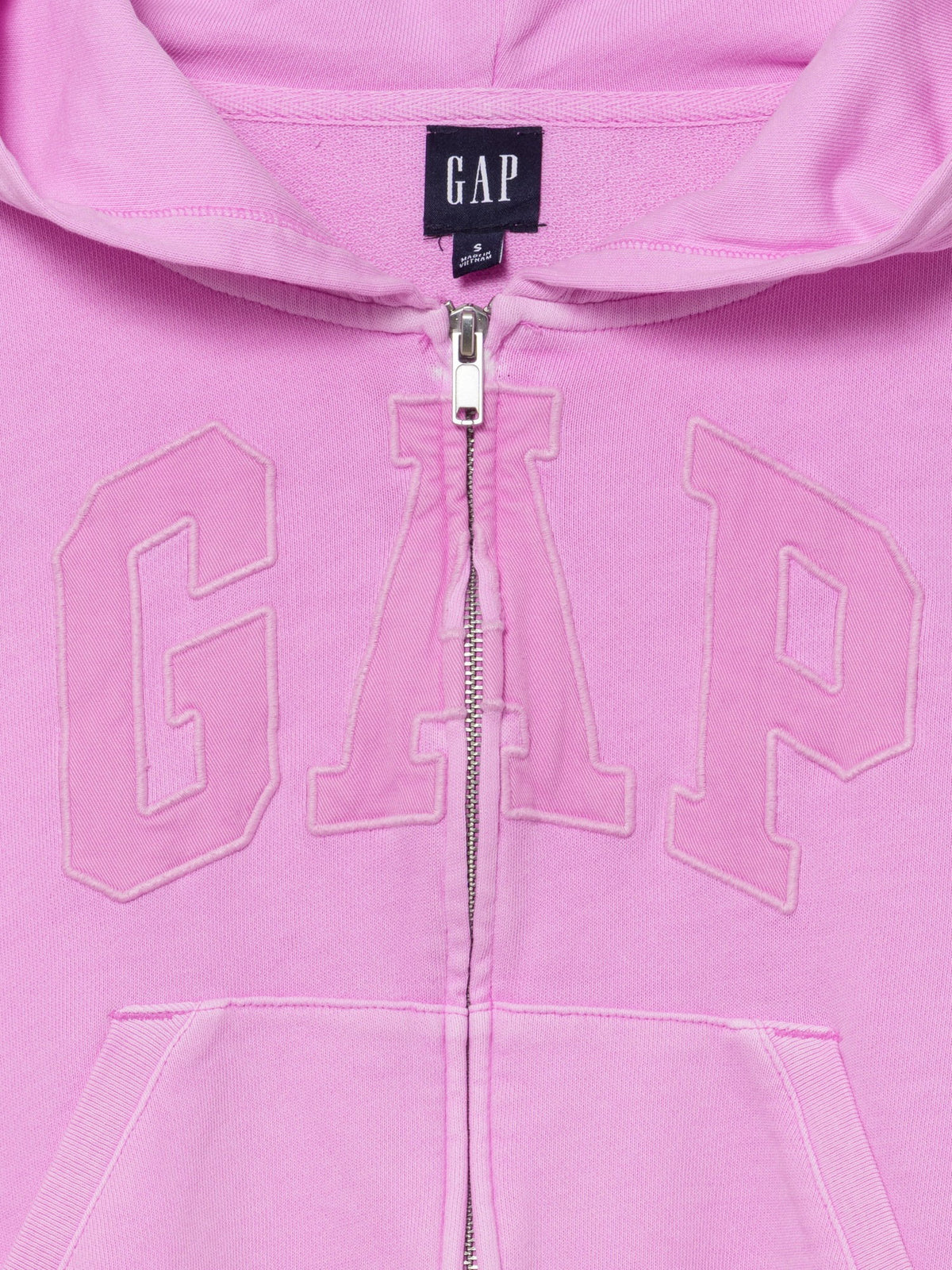 Pembe Fransız Havlu Kumaş Oversized Gap Logo Fermuarlı Sweatshirt