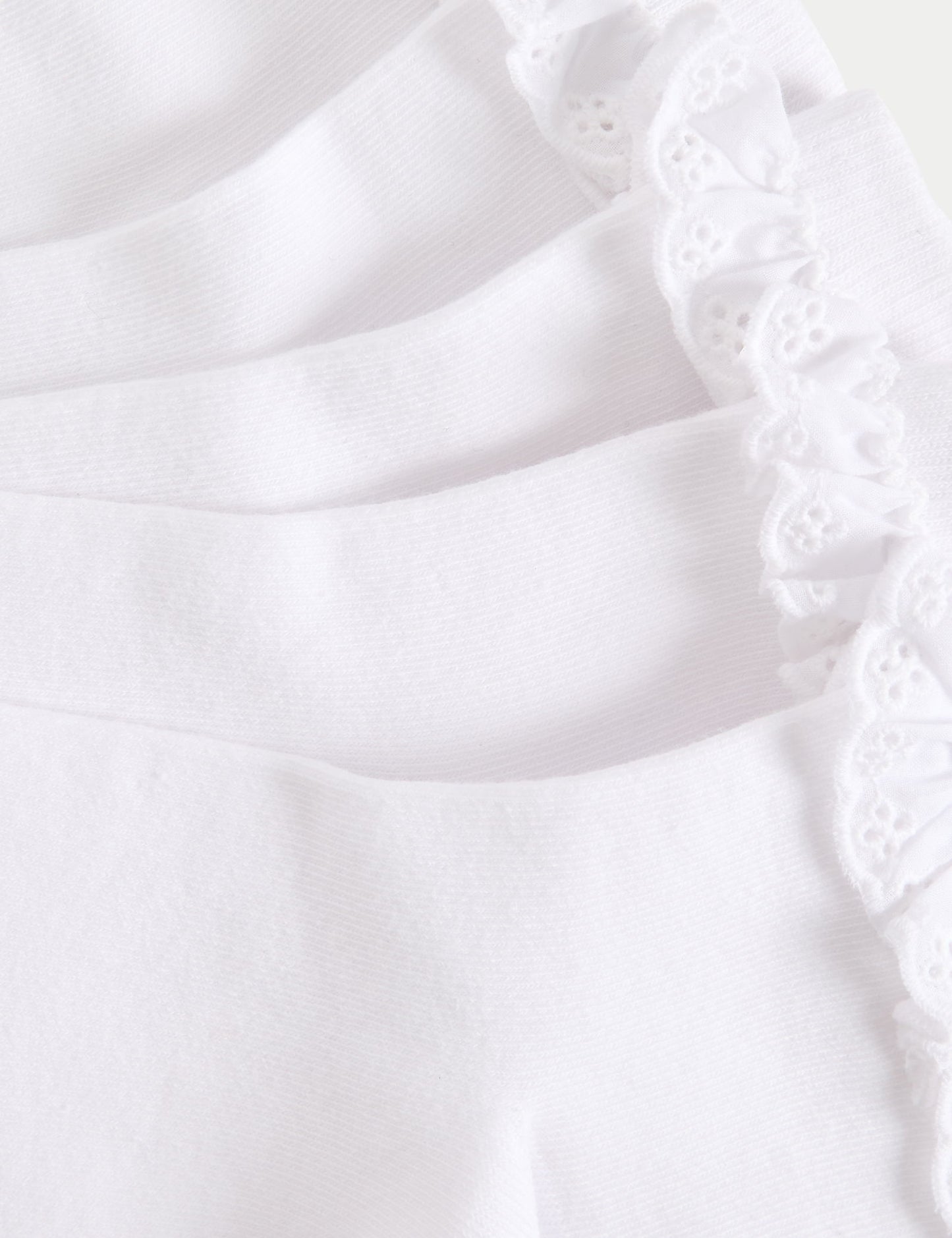 5'li Saf Pamuk Karışımlı Broderie Frill Okul Çorabı