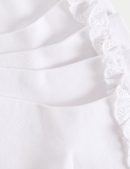 5'li Saf Pamuk Karışımlı Broderie Frill Okul Çorabı