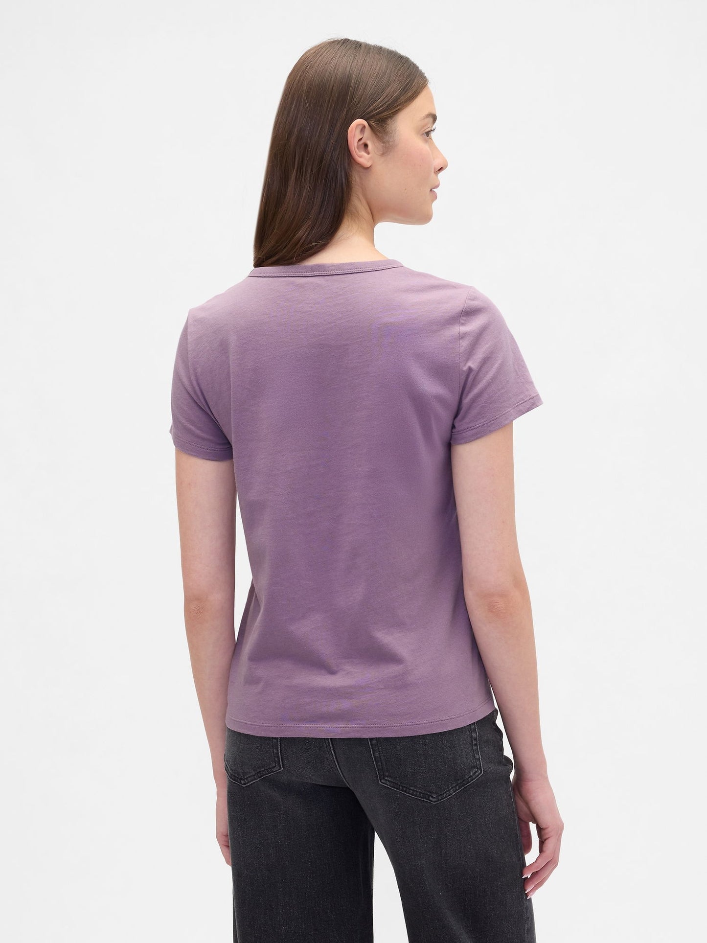 Koyu Lila V Yaka T-shirt