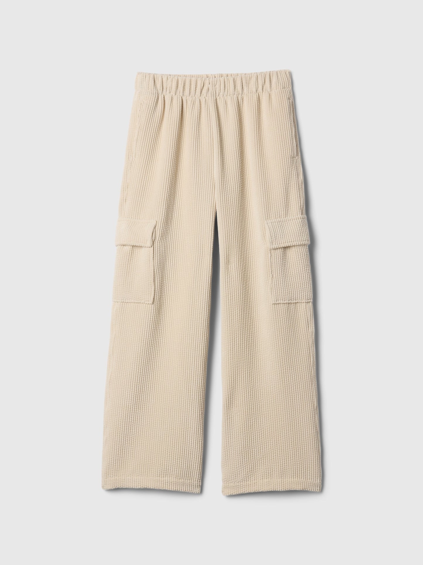 Bej Wide-leg Kadife Pull-on Kargo Pantolon