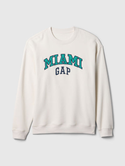 Beyaz Gap Logo Grafikli Relaxed Fleece Sweatshirt