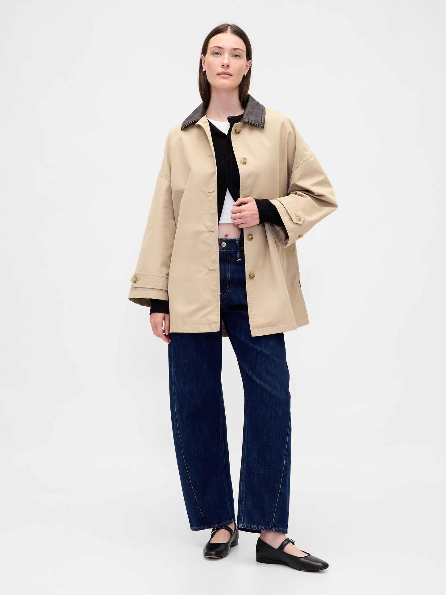 Krem Twill Oversized Trençkot