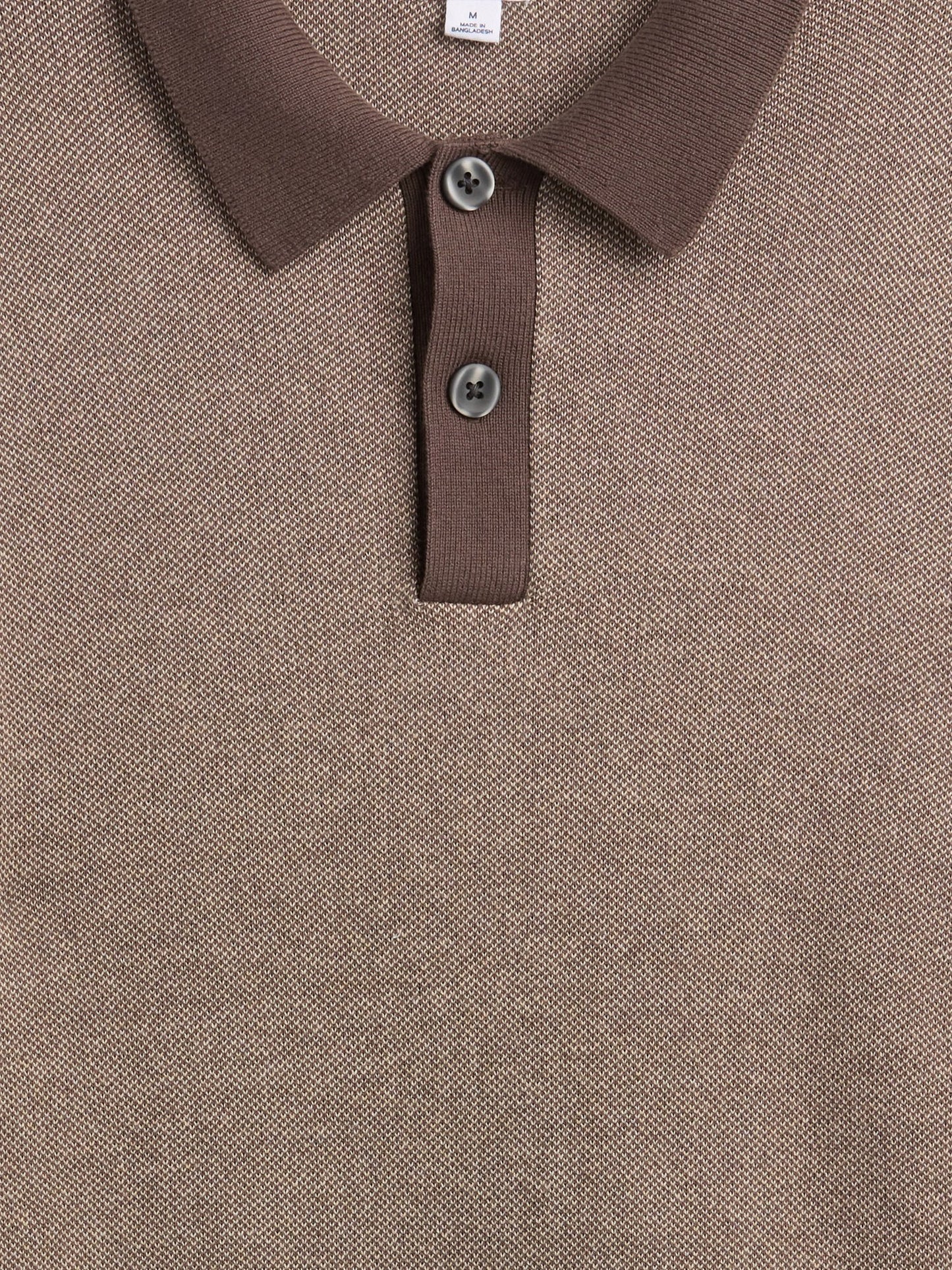 Kahverengi Relaxed Textured Polo Kazak Gömlek