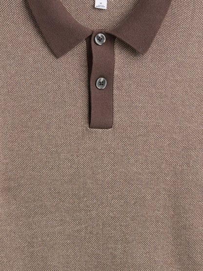 Kahverengi Relaxed Textured Polo Kazak Gömlek