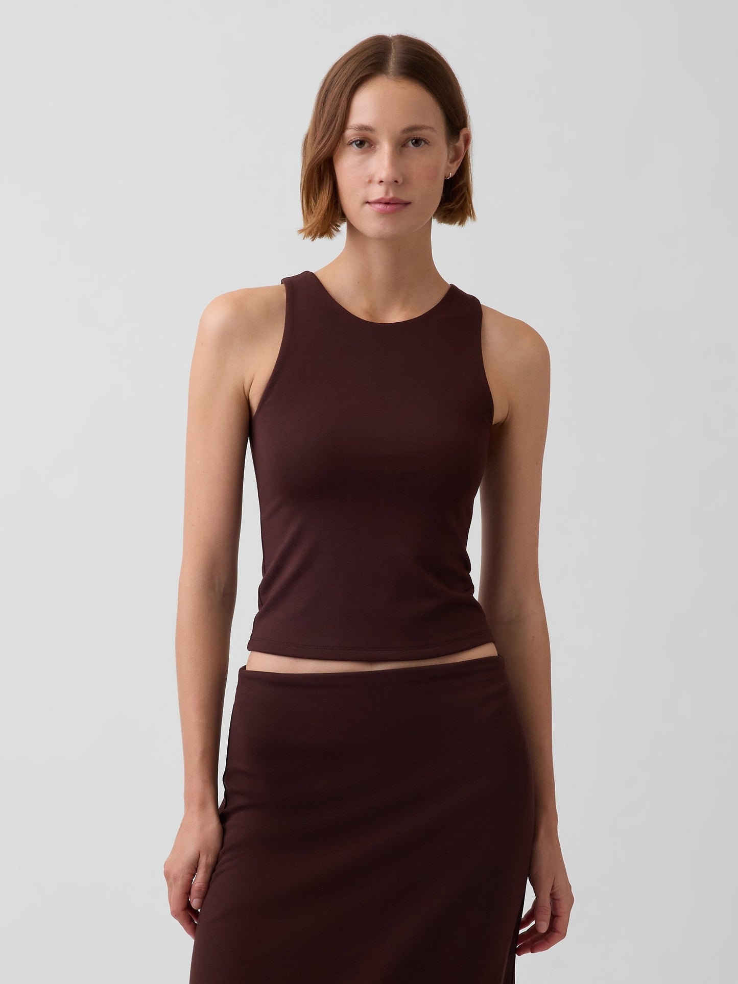 Kahverengi Crop Halter Tank Top