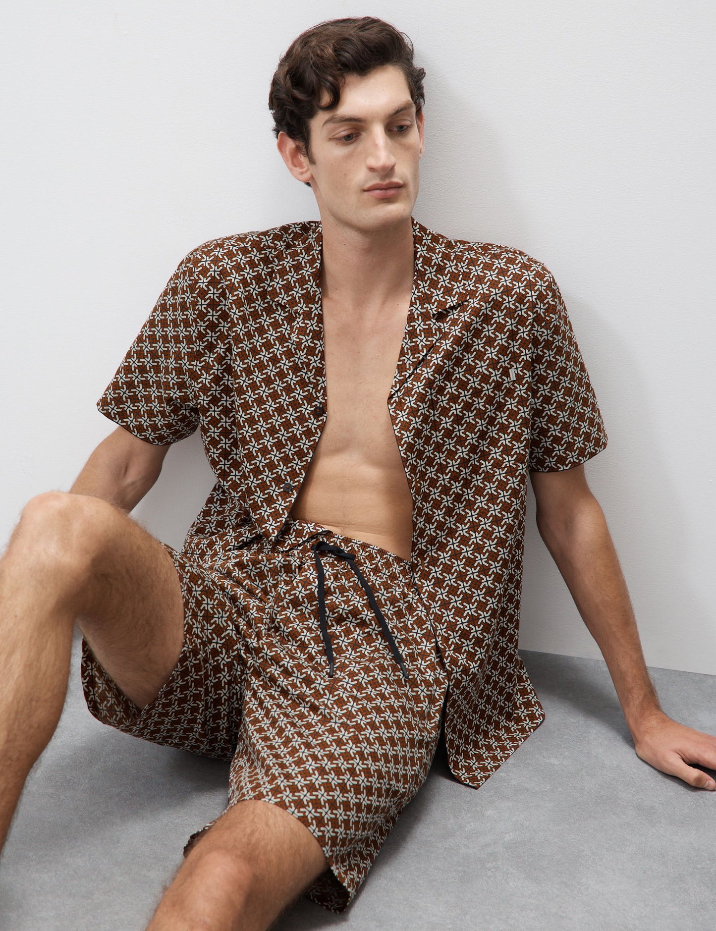 Pamuk Karışımlı Geometrik Desenli Pijama Şortu
