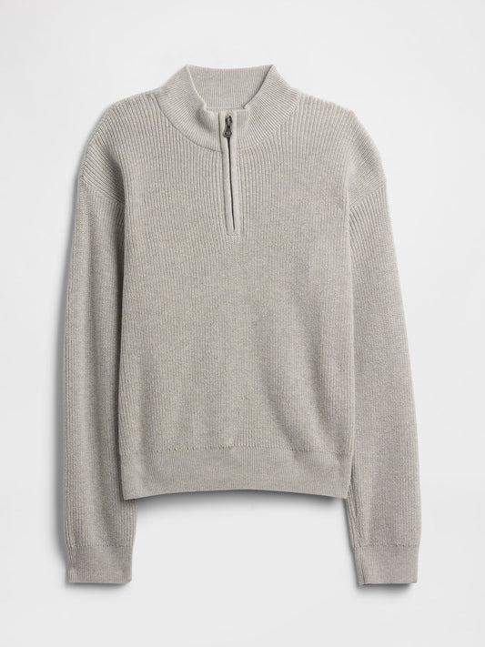 Gri Half-zip Mockneck Kazak