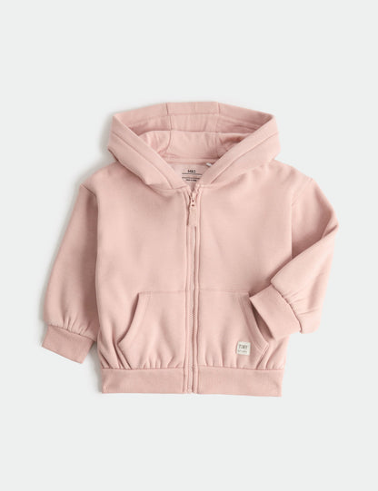 Pamuk Karışımlı Fermuarlı Kapüşonlu Sweatshirt