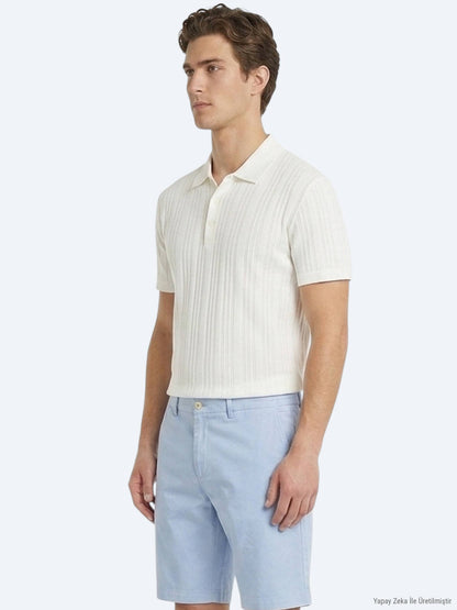 Bej Çizgili %100 Pamuk T-shirt