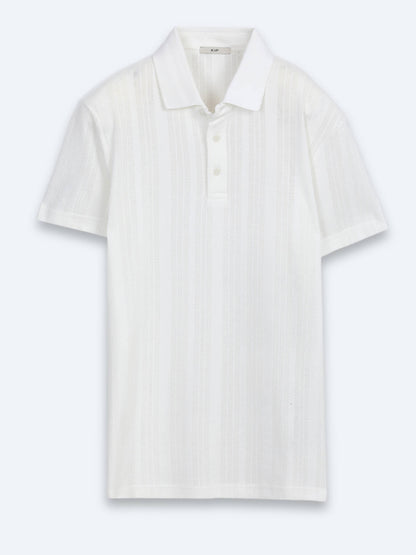 Bej Çizgili %100 Pamuk T-shirt