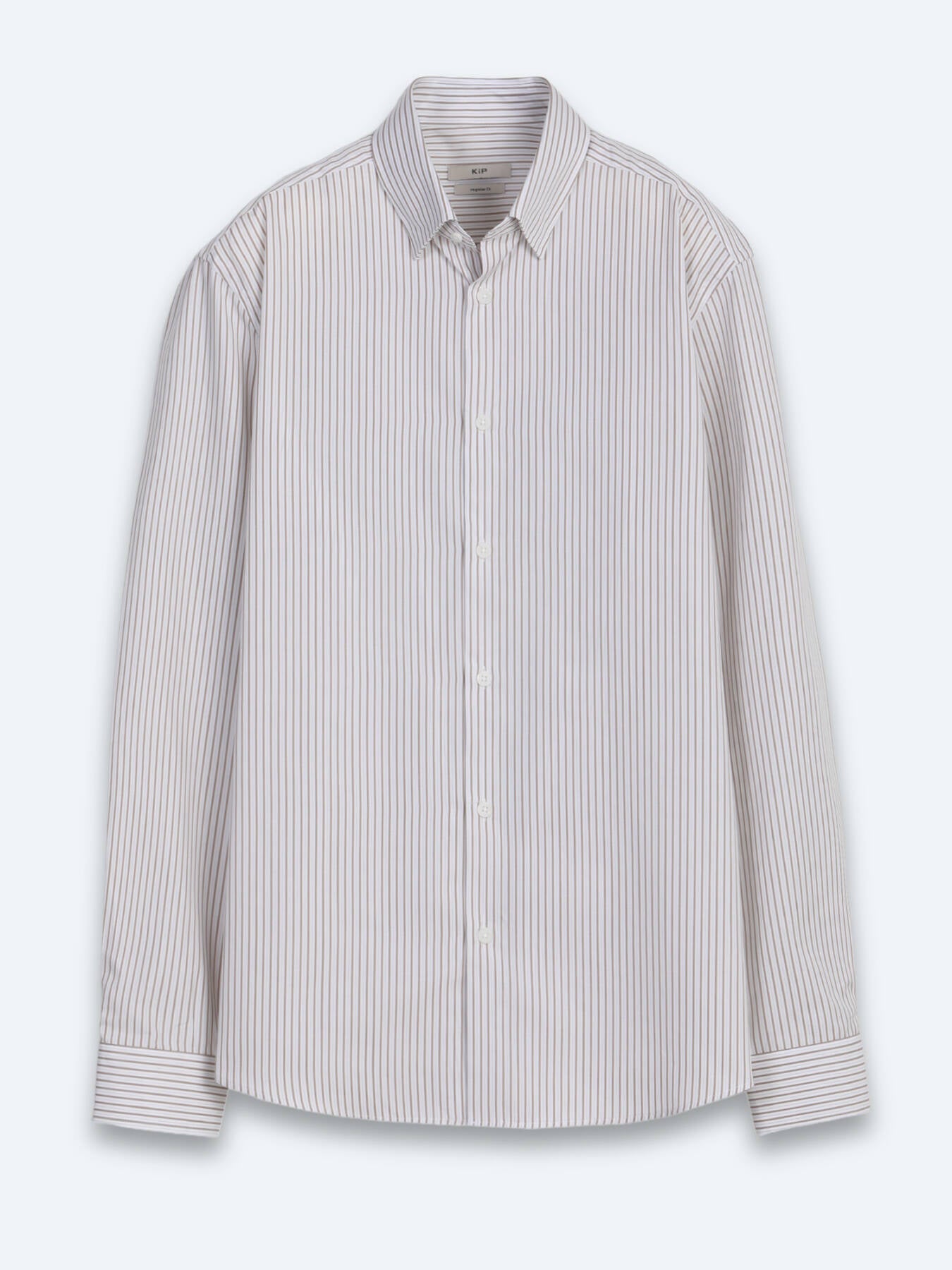 Bej Çizgili Regular Fit Uzun Dokuma Casual %100 Pamuk Gömlek