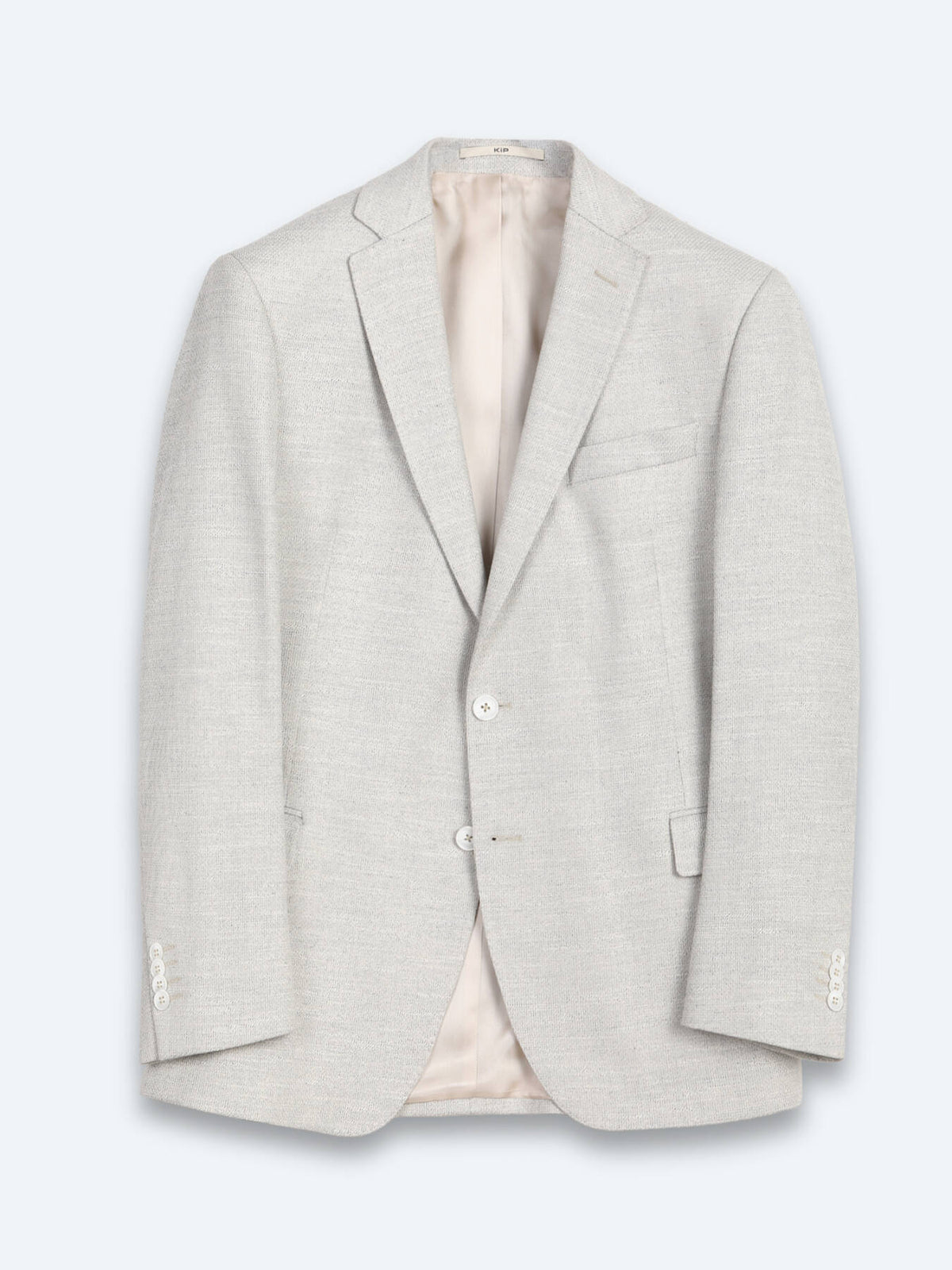 Bej Desenli Modern Fit Keten Karışımlı Ceket