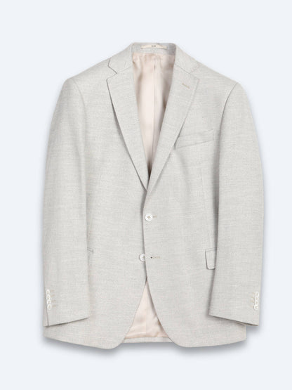 Bej Desenli Modern Fit Keten Karışımlı Ceket