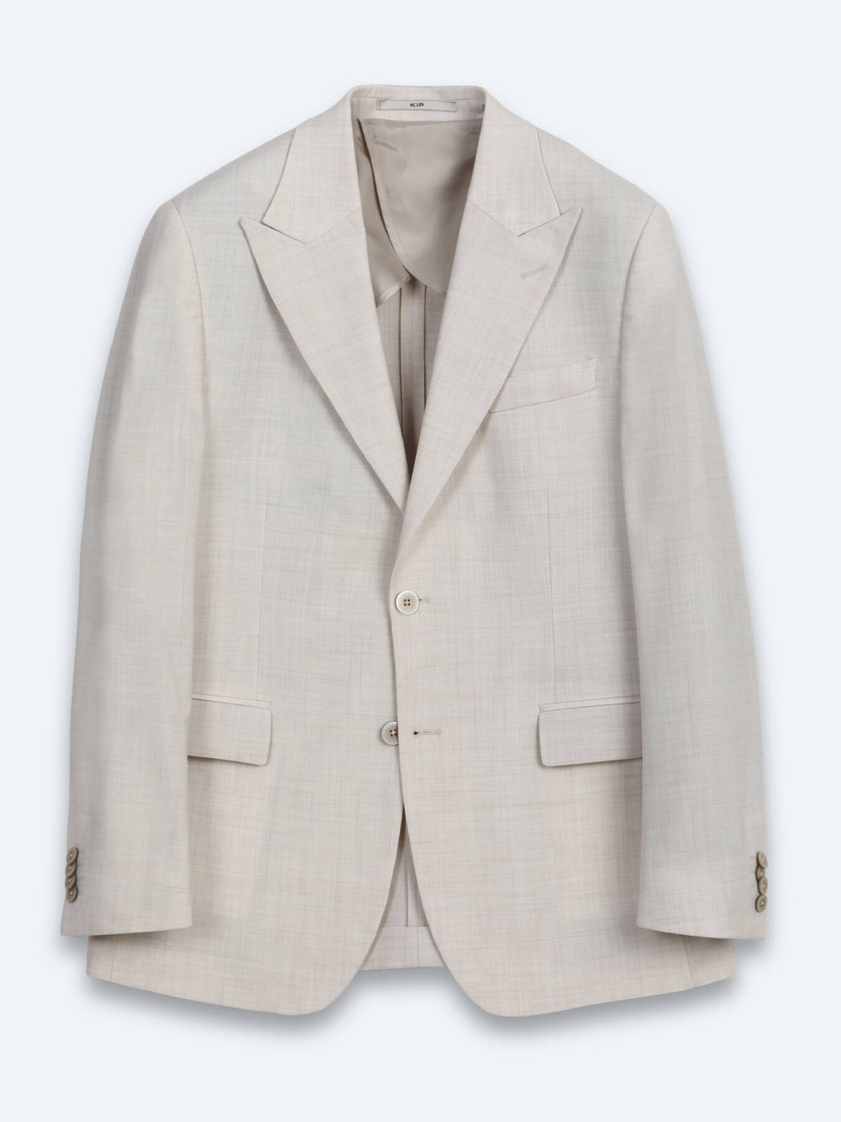 Bej Desenli Modern Fit Yün Karışımlı Takım Elbise