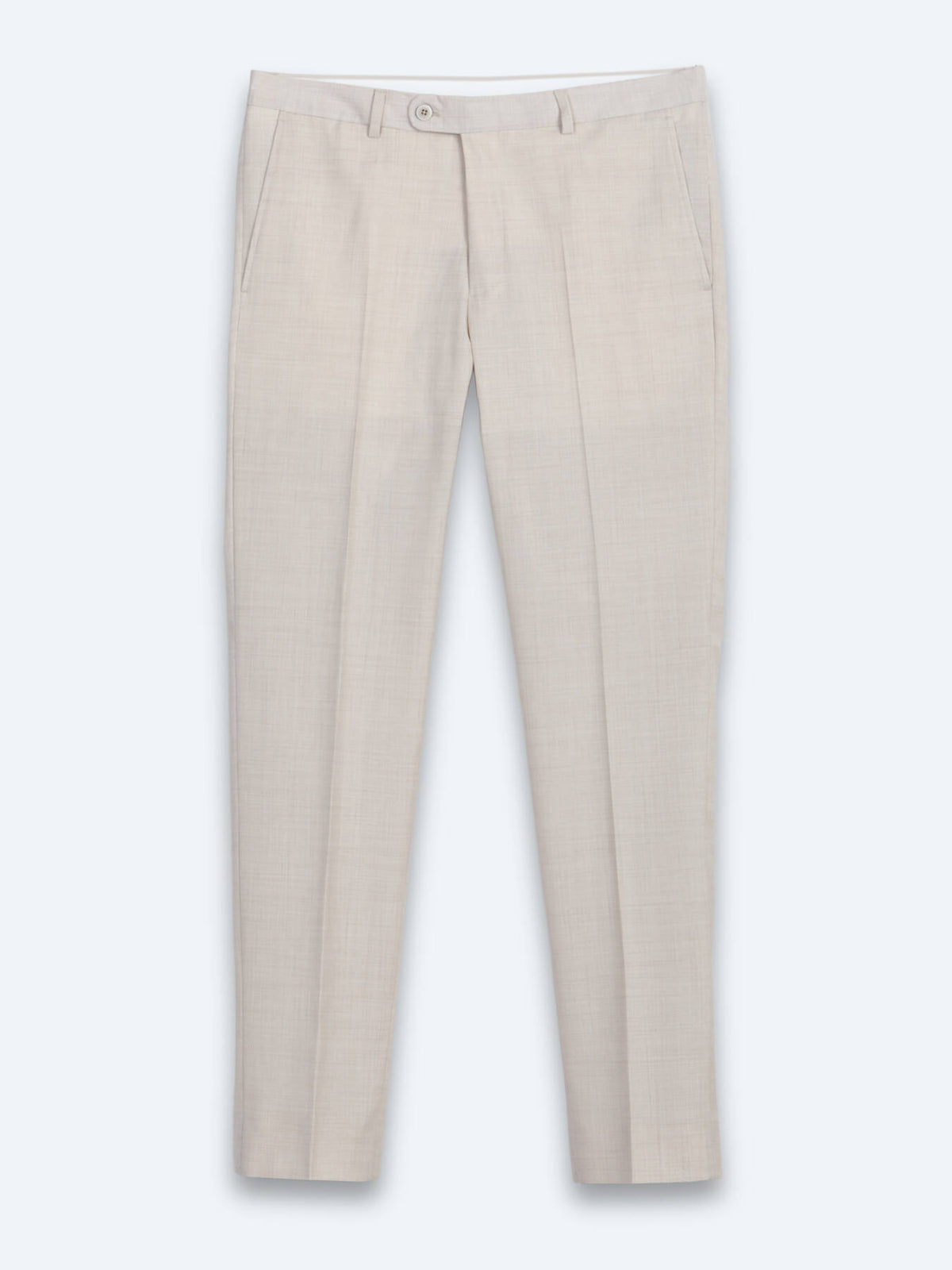 Bej Desenli Modern Fit Yün Karışımlı Takım Elbise