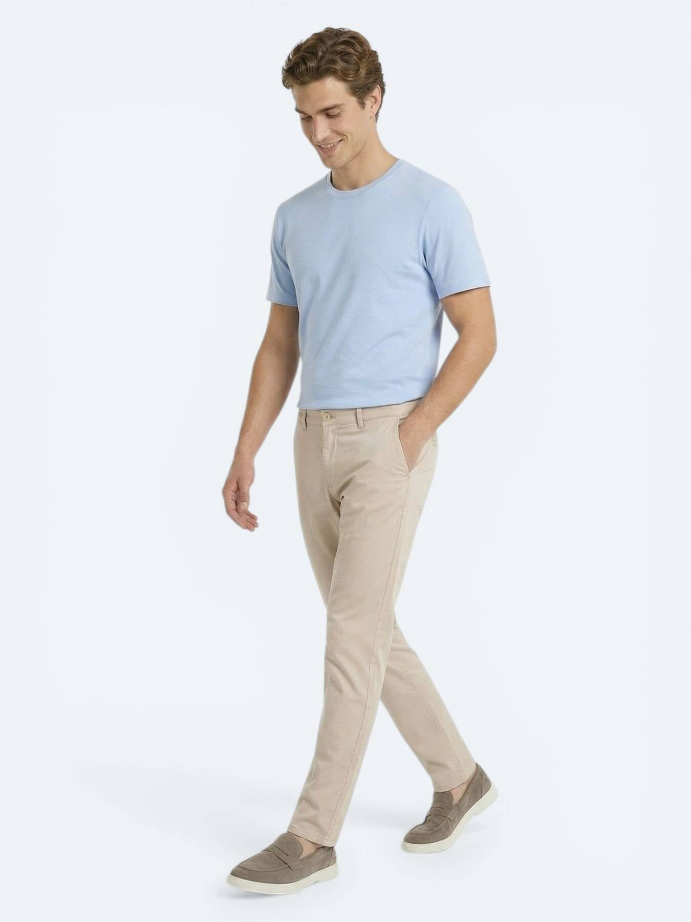 Bej Dokuma Jogging Fit Casual Pamuk Karışımlı Pantolon