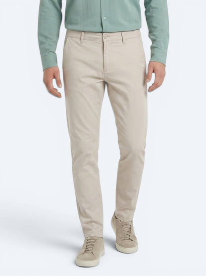 Bej Dokuma Jogging Fit Casual Pamuk Karışımlı Pantolon