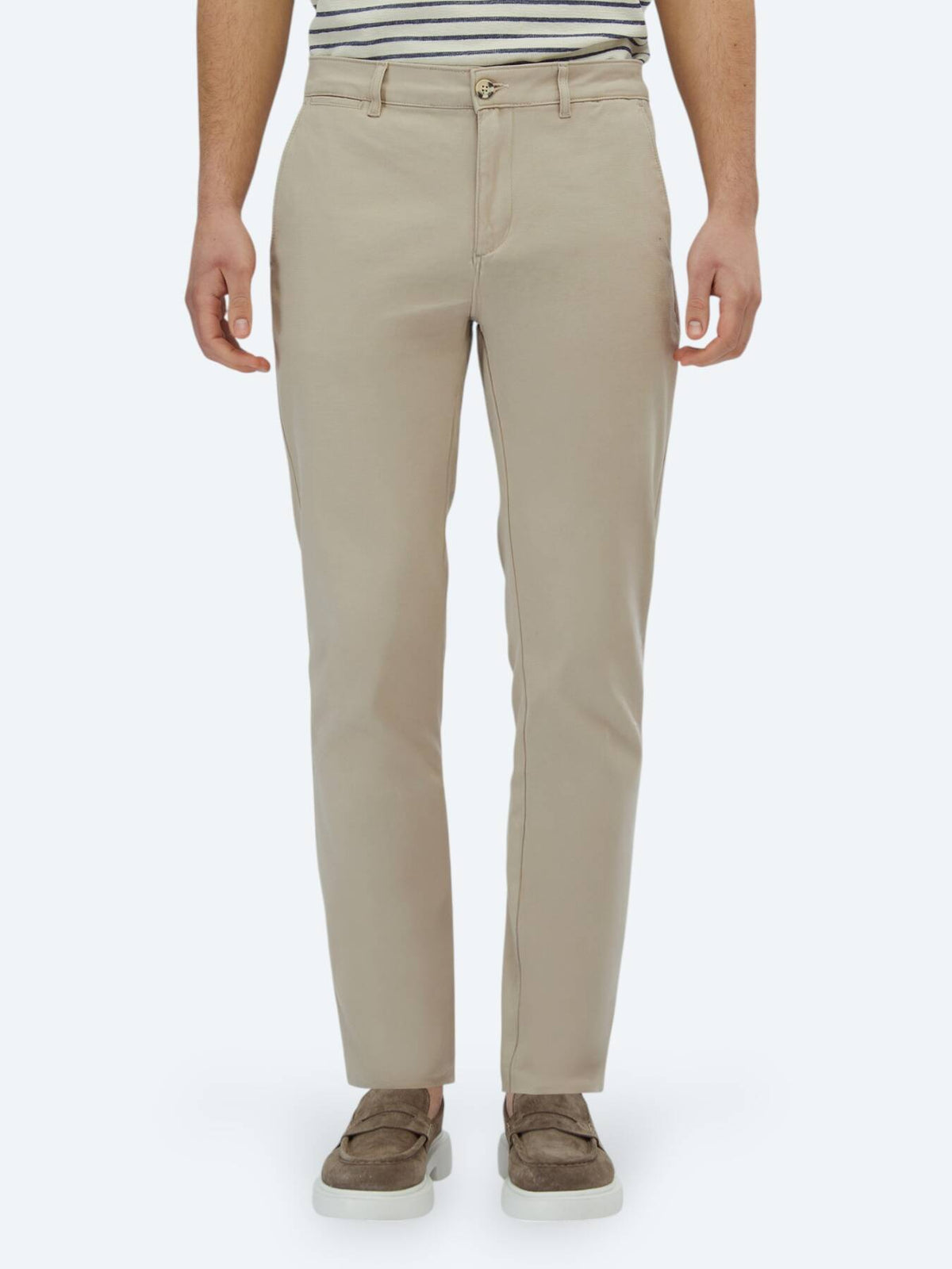 Bej Dokuma Regular Fit Casual Pamuk Karışımlı Pantolon