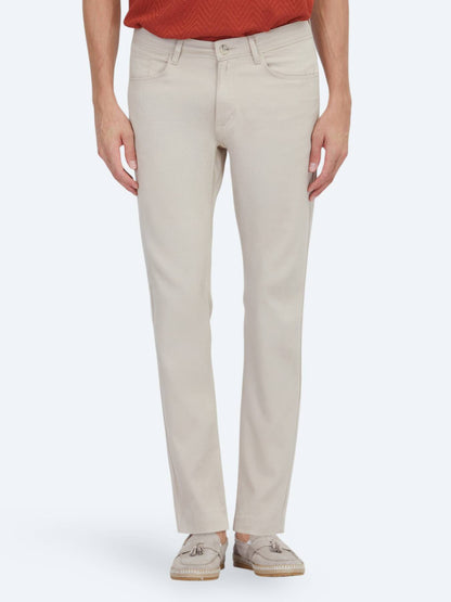 Bej Dokuma Slim Fit Casual Pamuk Karışımlı Pantolon