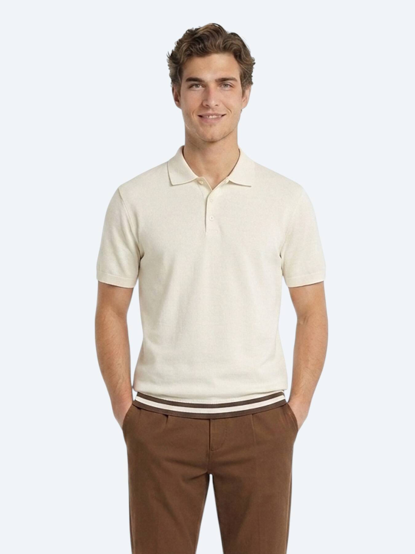 Bej Düz %100 Pamuk T-shirt