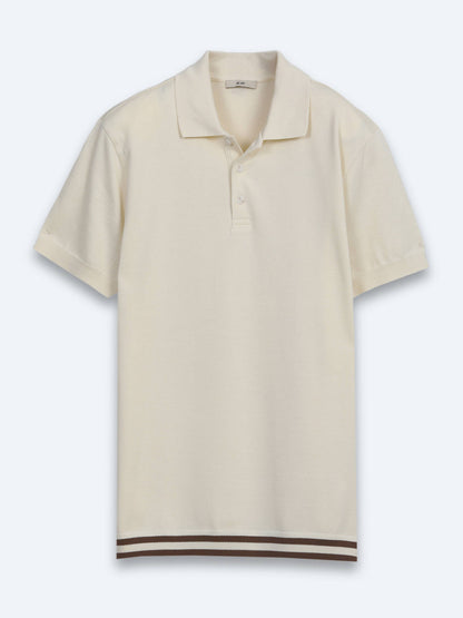 Bej Düz %100 Pamuk T-shirt