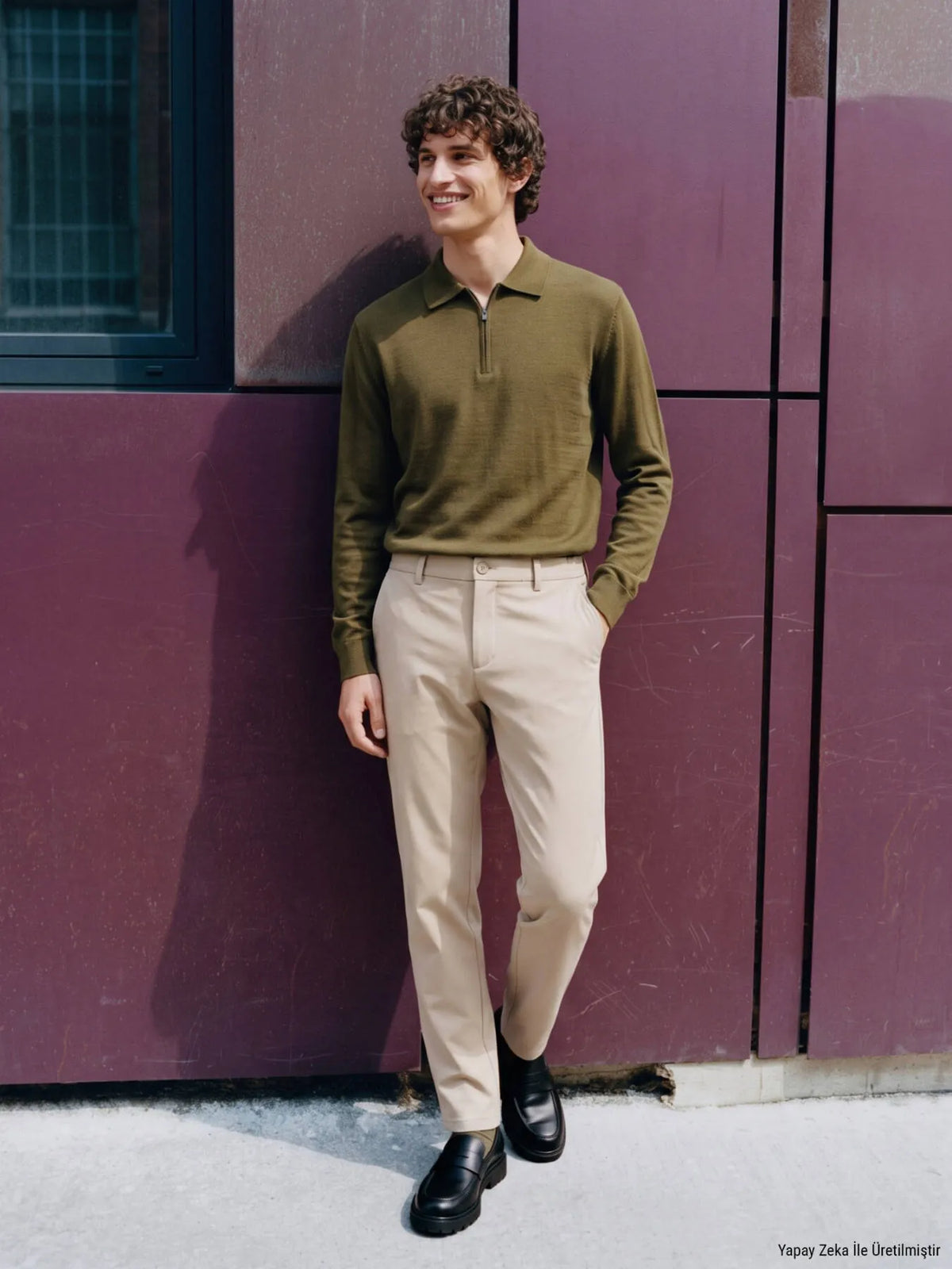 Bej Düz Dokuma Jogging Fit Casual Pamuk Karışımlı Pantolon