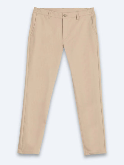 Bej Düz Dokuma Jogging Fit Casual Pamuk Karışımlı Pantolon