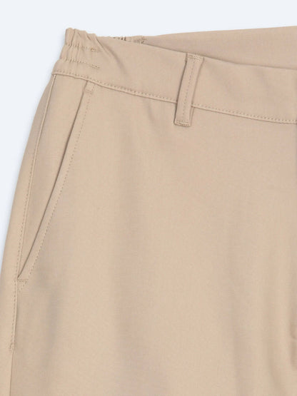 Bej Düz Dokuma Jogging Fit Casual Pamuk Karışımlı Pantolon