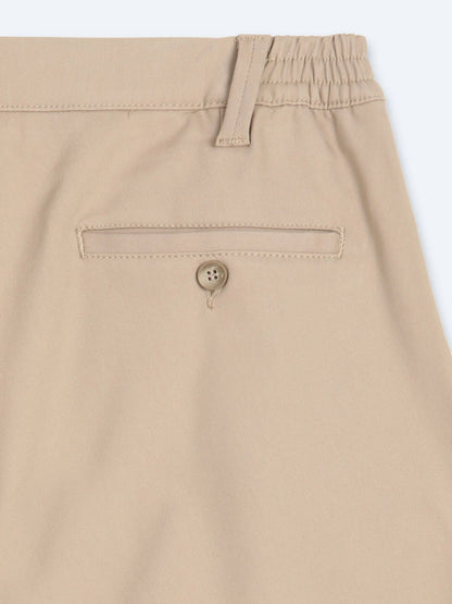 Bej Düz Dokuma Jogging Fit Casual Pamuk Karışımlı Pantolon
