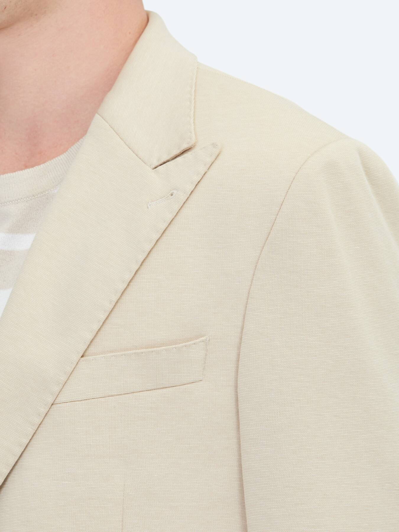 Bej Düz Modern Fit Pamuk Karışımlı Örme Ceket