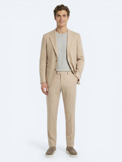 Bej Düz Modern Fit Takım Elbise
