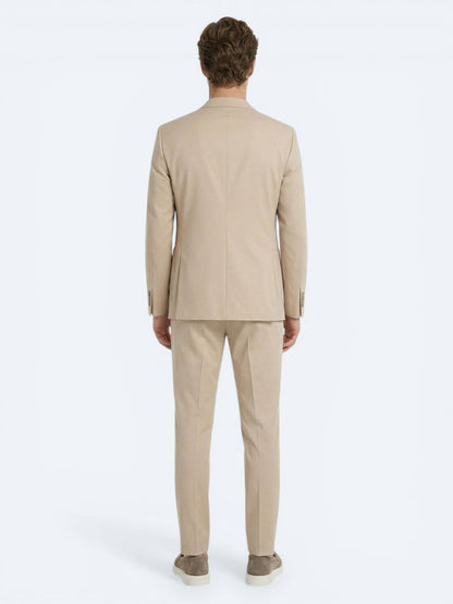 Bej Düz Modern Fit Takım Elbise