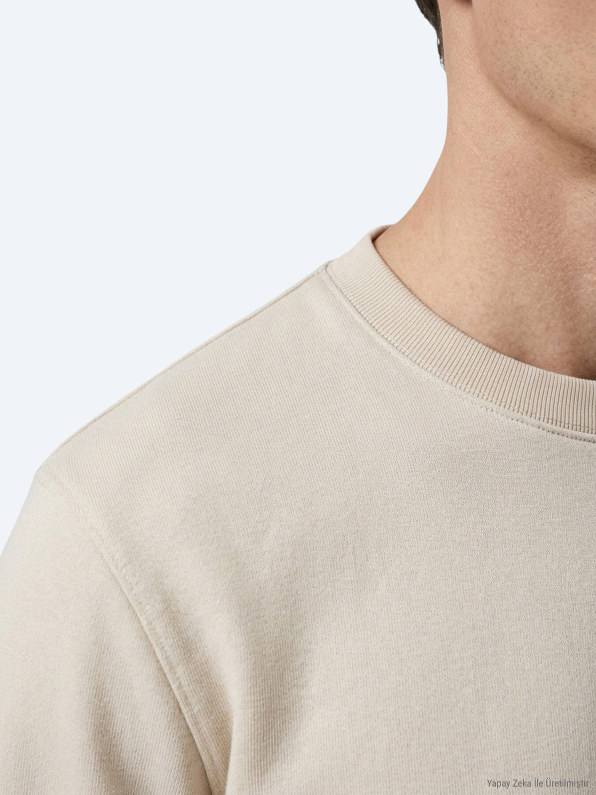 Bej Düz Sweatshırt