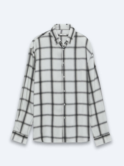 Bej Kareli Oversize Fit Uzun Dokuma Casual Gömlek