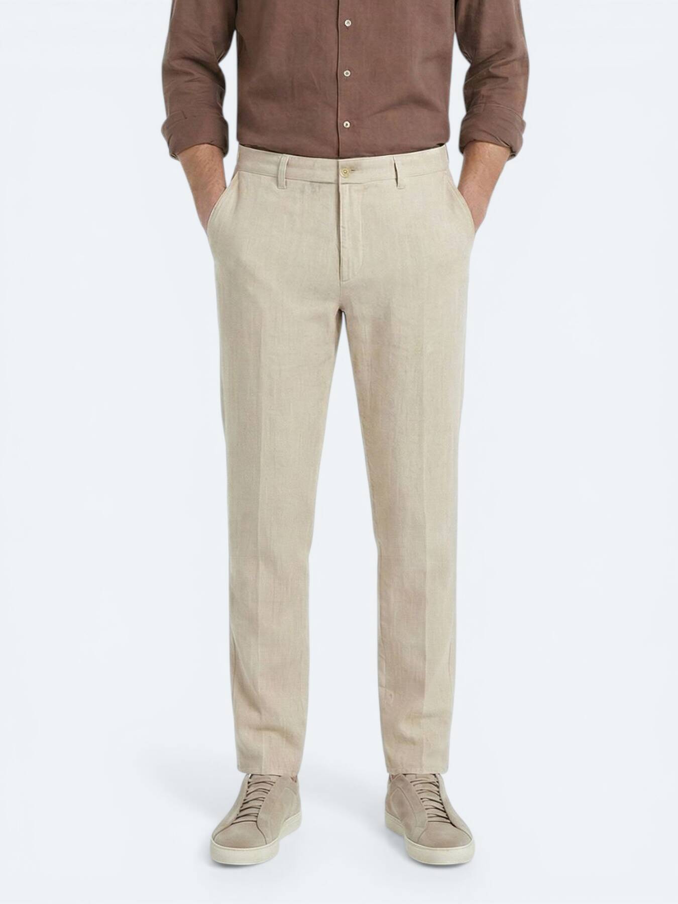 Bej Kumaş Jogging Fit Casual %100 Pamuk Pantolon