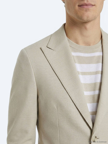 Bej Modern Fit Pamuk Karışımlı Örme Ceket
