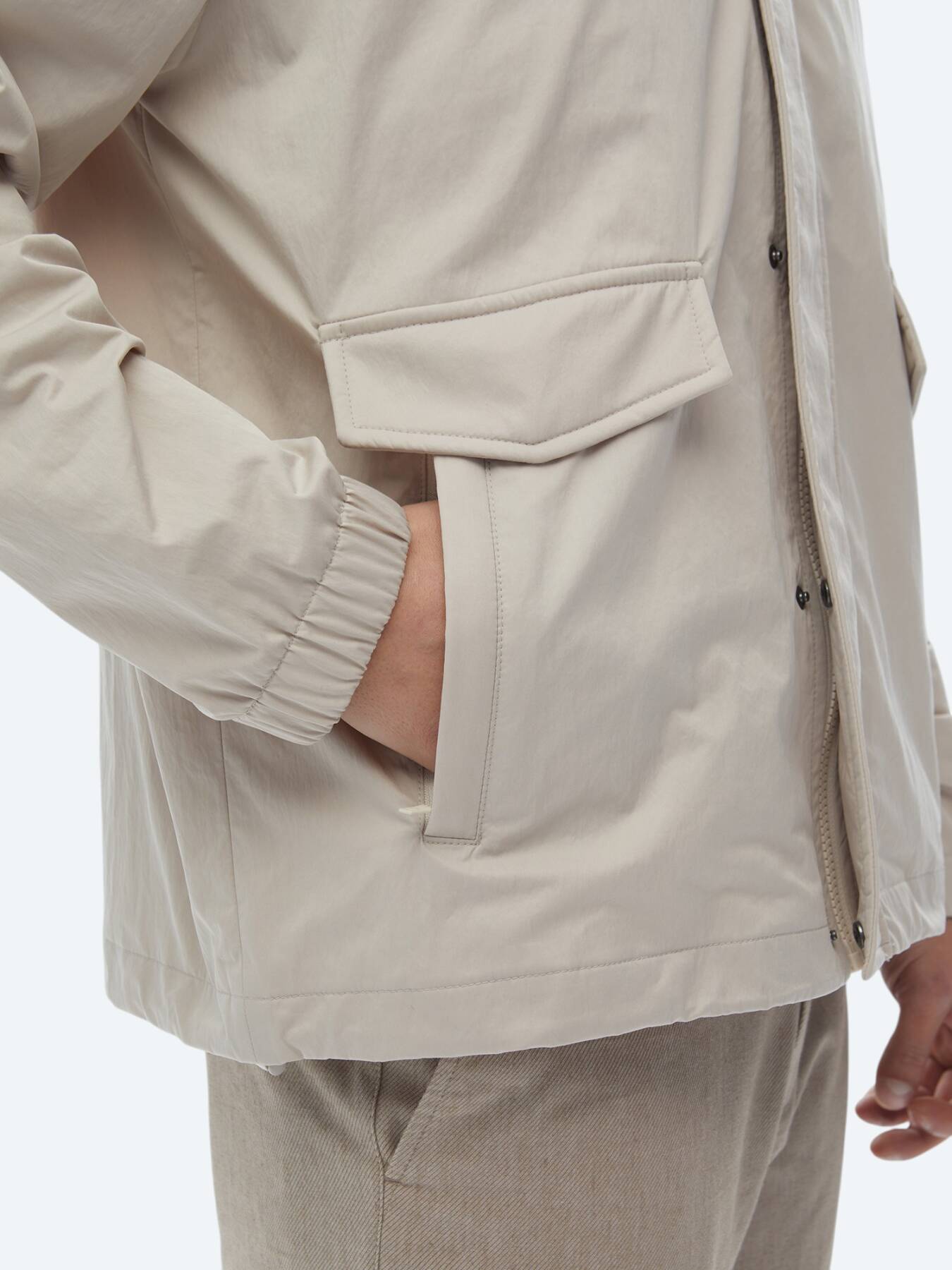 Bej Oversize Fit Dik Yaka Casual Dokuma Mont