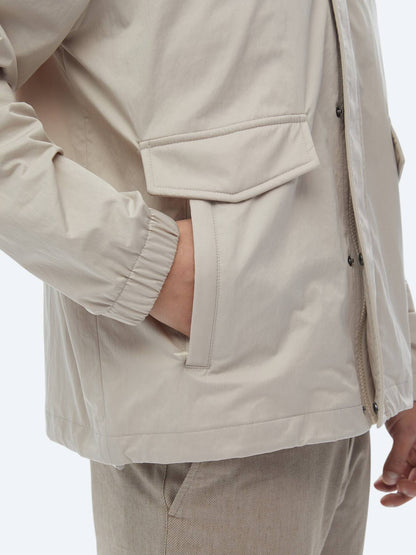 Bej Oversize Fit Dik Yaka Casual Dokuma Mont