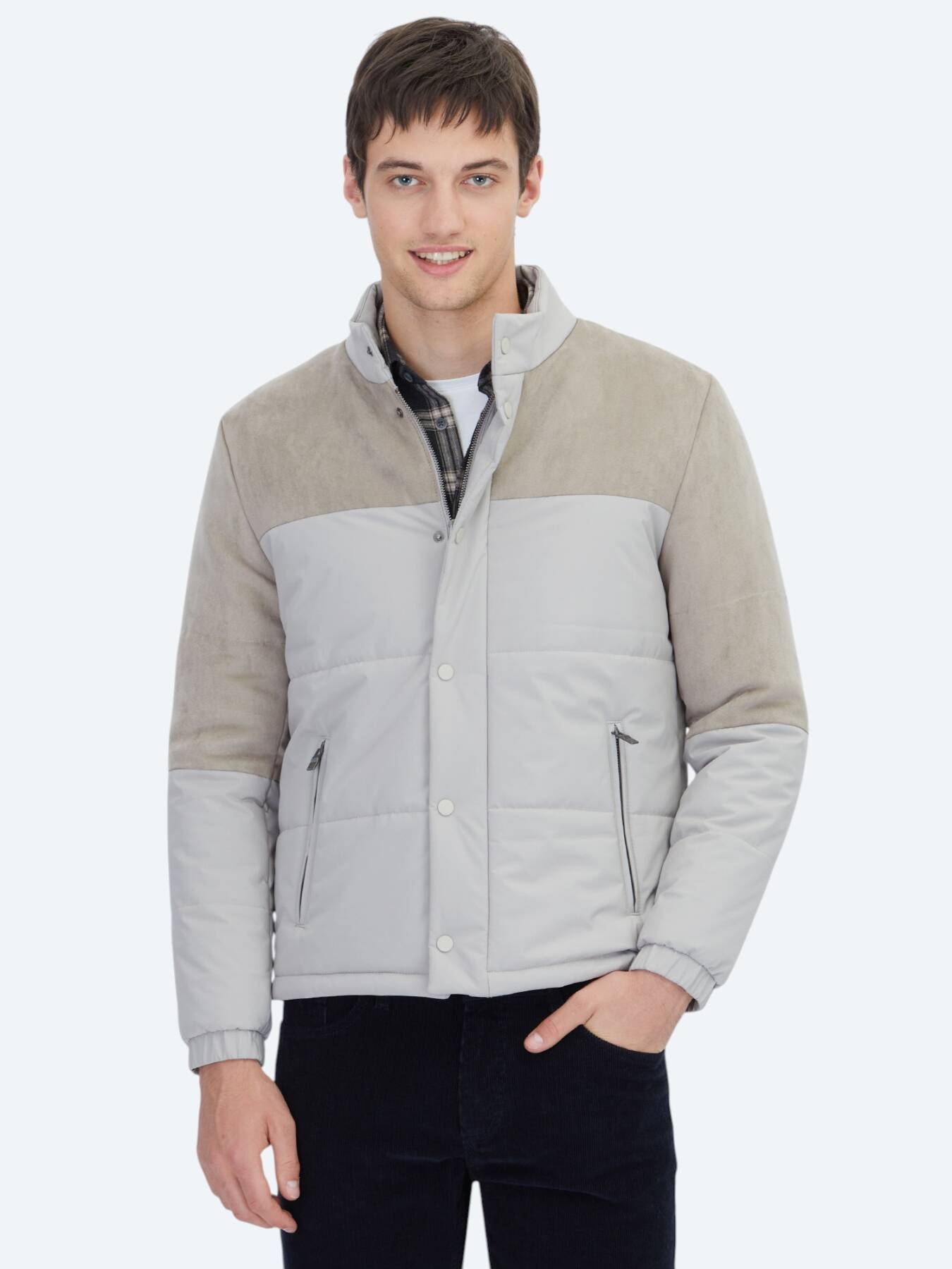 Bej Regular Fit Micro Jel Elyaflı Spor Ceket