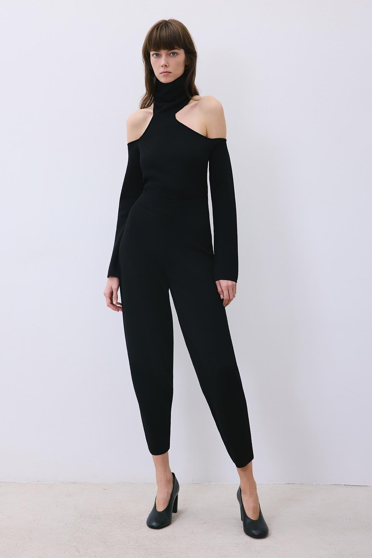 Beli Lastikli Rahat Form Siyah Triko Pantolon