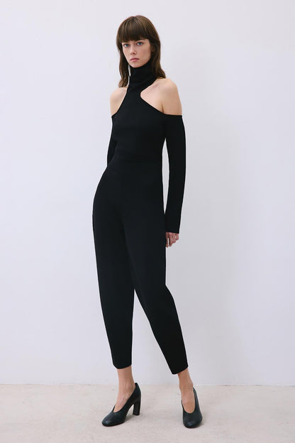 Beli Lastikli Rahat Form Siyah Triko Pantolon