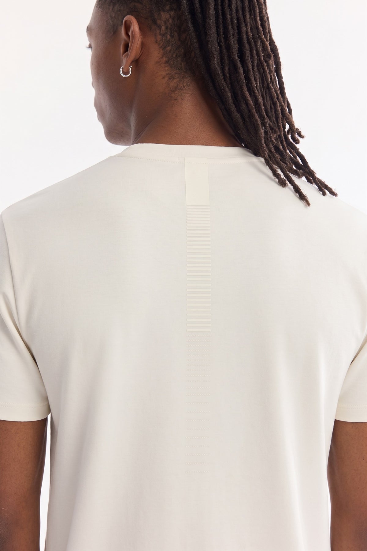 Beyaz Bisiklet Yaka Bi-stretch Kırışmaz Baskılı T-shirt