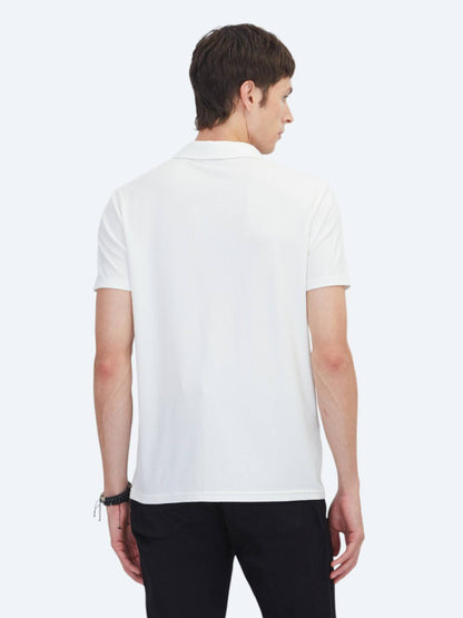 Beyaz Çizgili Regular Fit Kısa Casual Gömlek
