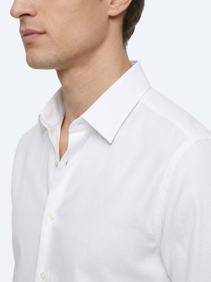 Beyaz Çizgili Regular Fit Uzun Dokuma Casual %100 Pamuk Gömlek