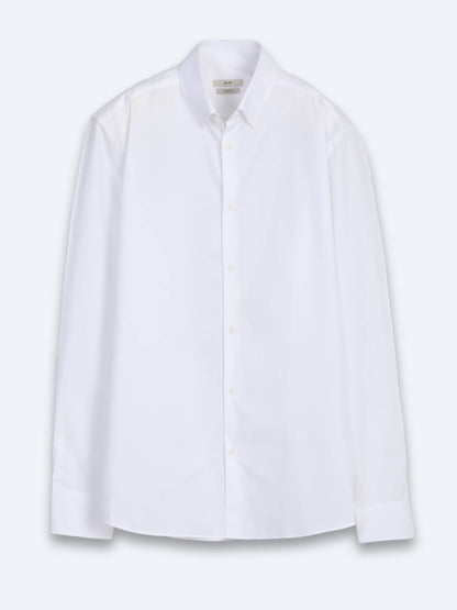 Beyaz Çizgili Regular Fit Uzun Dokuma Casual %100 Pamuk Gömlek