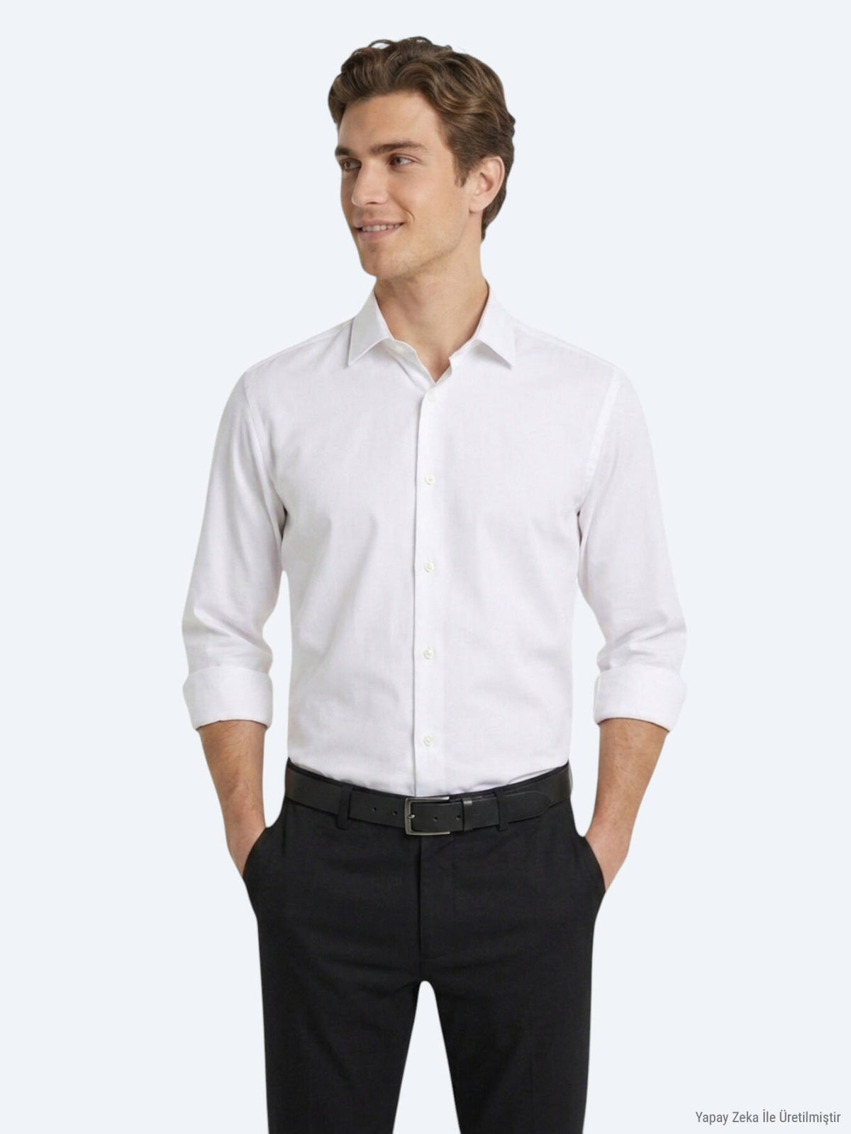 Beyaz Düz Regular Fit Uzun Casual Gömlek