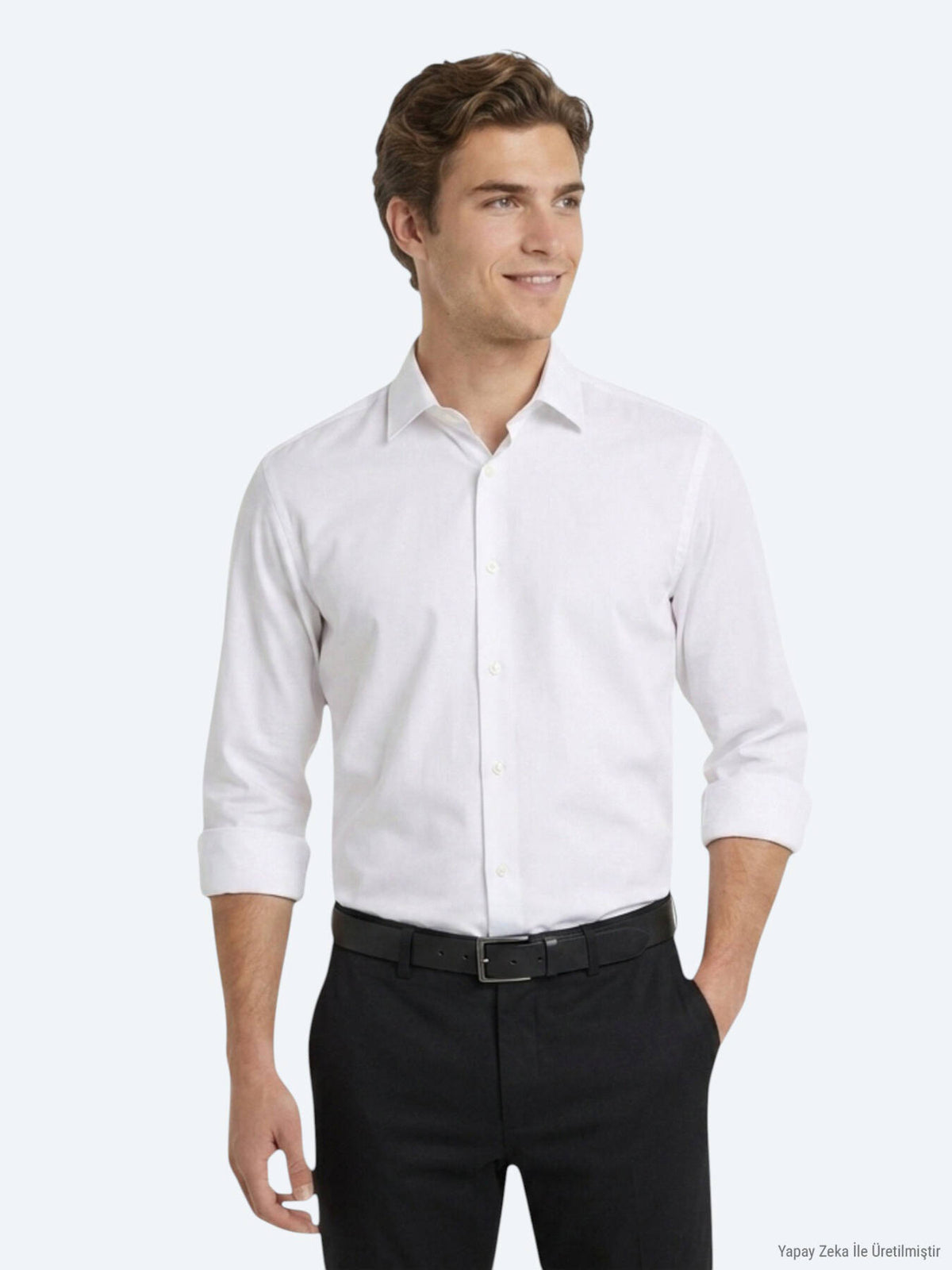 Beyaz Düz Regular Fit Uzun Casual Gömlek