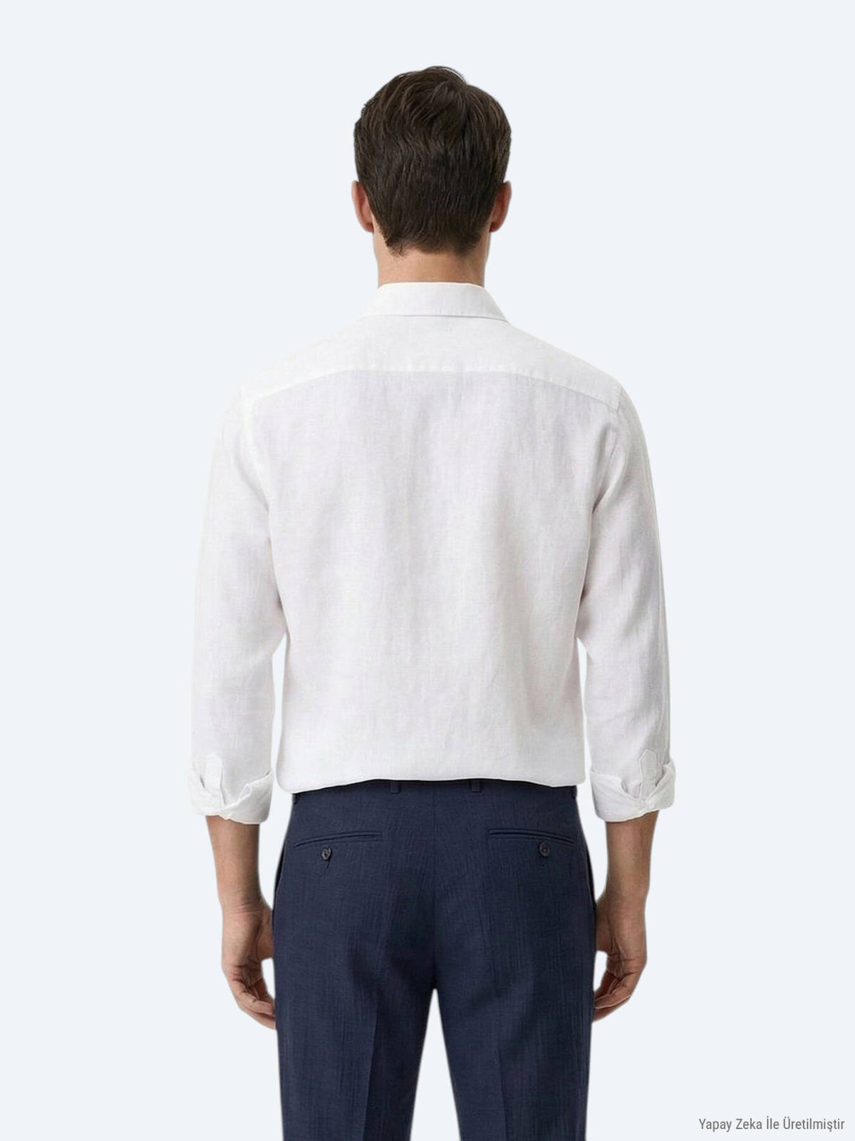 Beyaz Düz Regular Fit Uzun Dokuma Casual Pamuk Karışımlı Gömlek